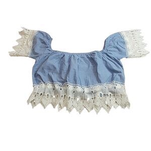 Iris lace trim crop top XL